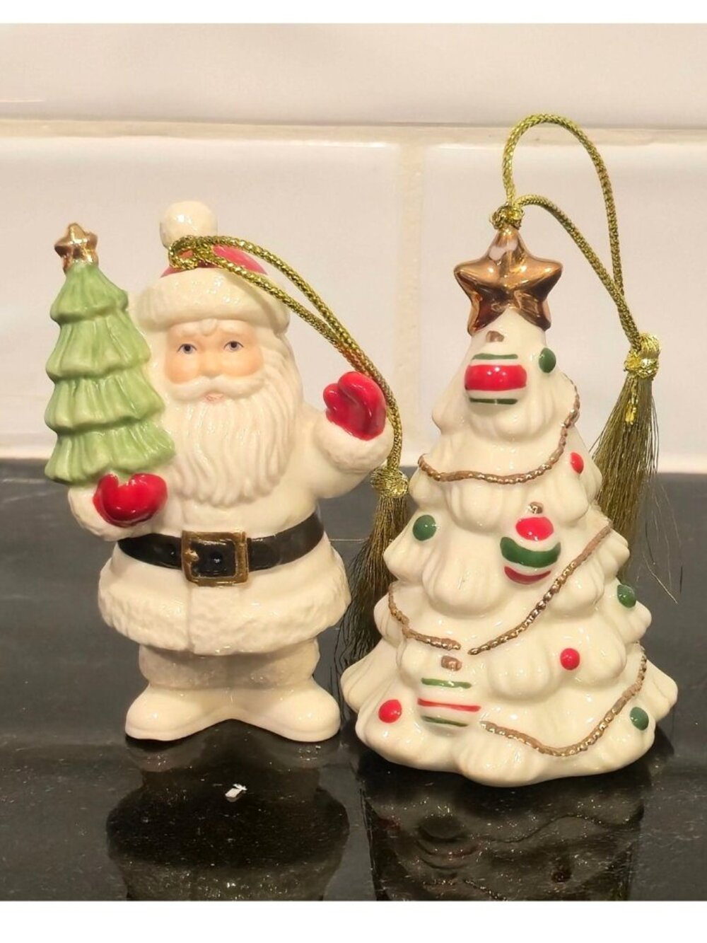 Lenox Ornaments Very Merry Santa Christmas Tree Porcelain with Original Boxes